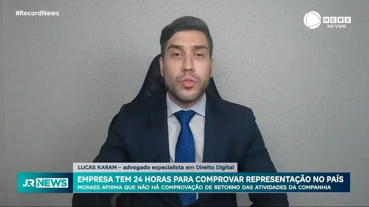 Lucas Karam entrevistado por Record News, JR News: O X e a representação legal no Brasil