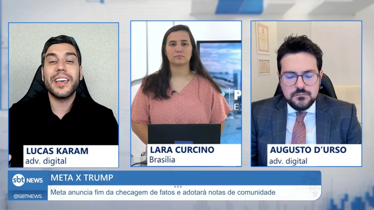 Lucas Karam entrevistado por SBT News: Meta encerra o programa de checagem de fatos