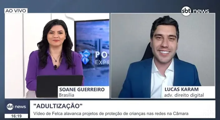 Lucas Karam entrevistado por SBT News, Poder Expresso: Adultização de crianças nas redes