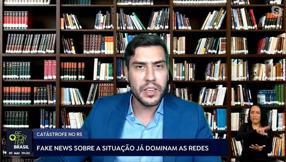 Lucas Karam entrevistado por TV Brasil, Repórter Brasil: Fake news sobre a catástrofe no Rio Grande do Sul